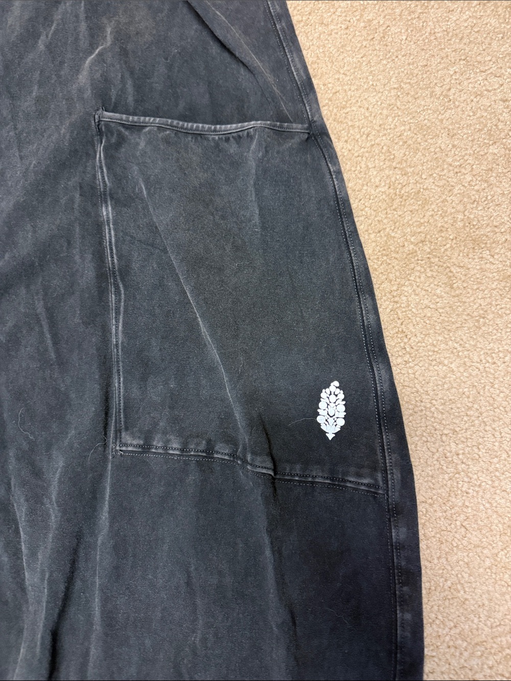 Free People Black Washed Onesie with Pockets - Picture 3 of 4